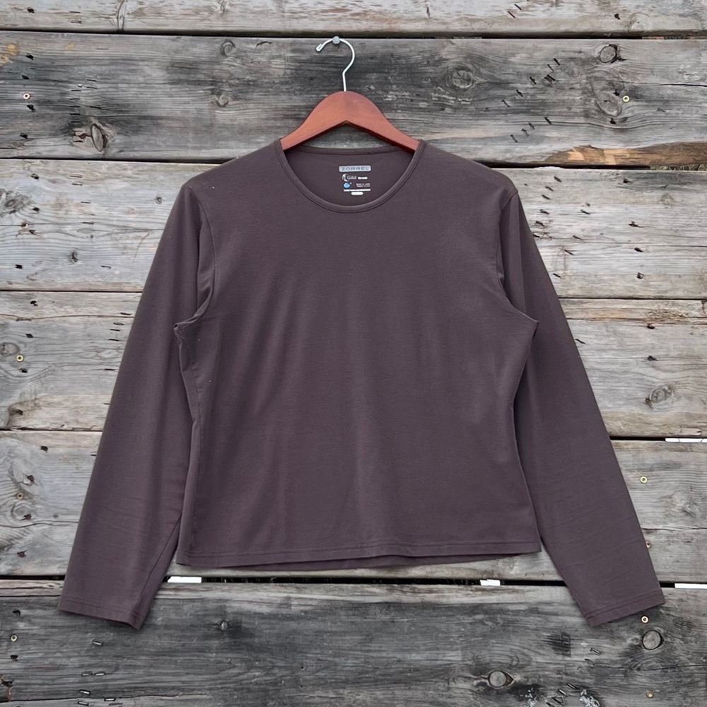 Zorrel Pima Cotton Stretch Blend Brown Long Sleeve Tee Women’s Petite Large